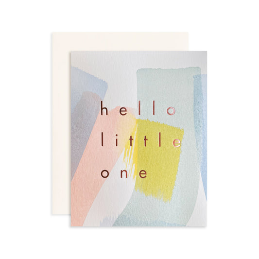 pastel hello little one baby card