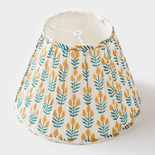 floral pleated lampshade - handmade artisan home decor by wallflower