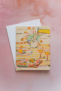 congrats card with still life illustration