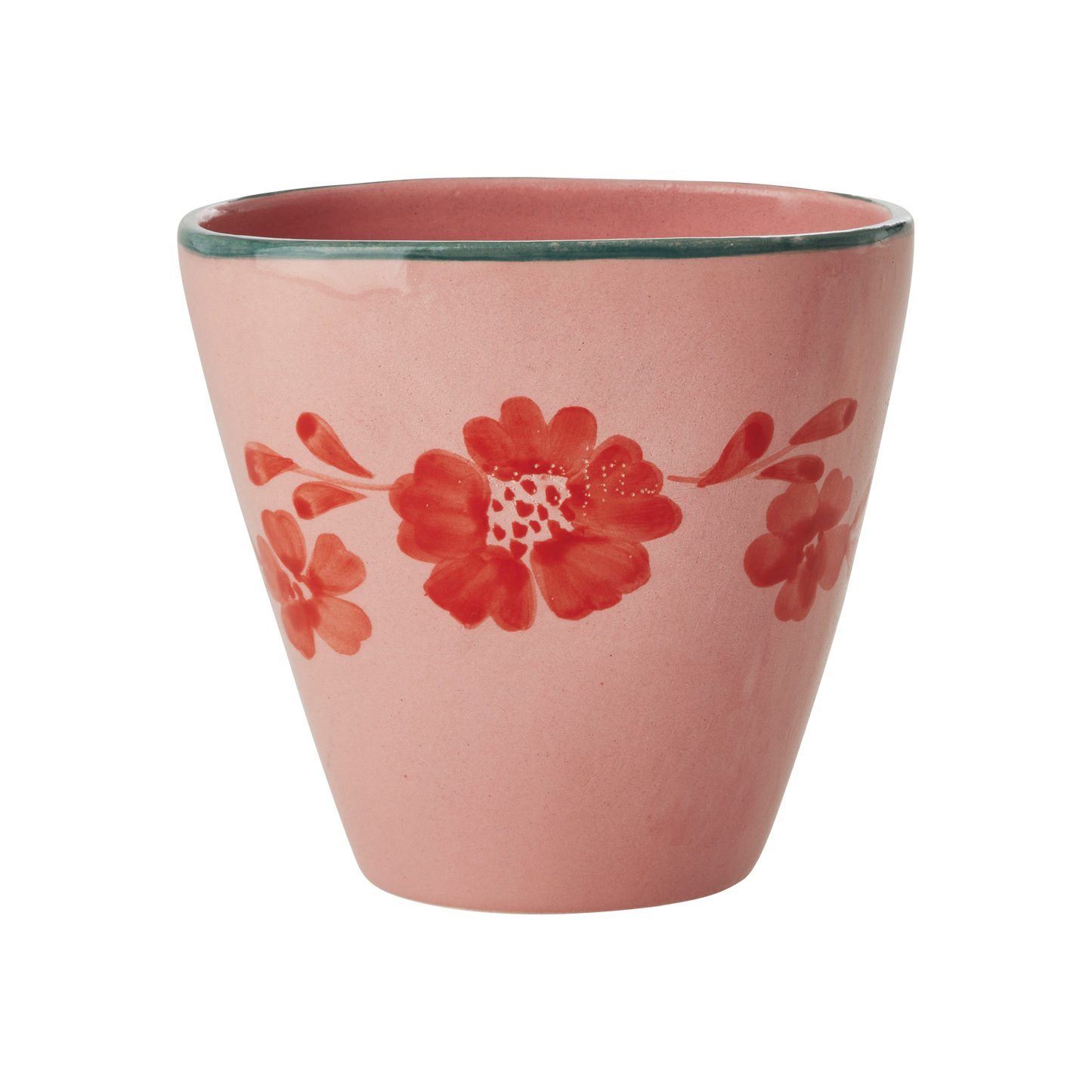 pink and floral handmade ceramic mug - shop handpainted cups from portugal on wallflower