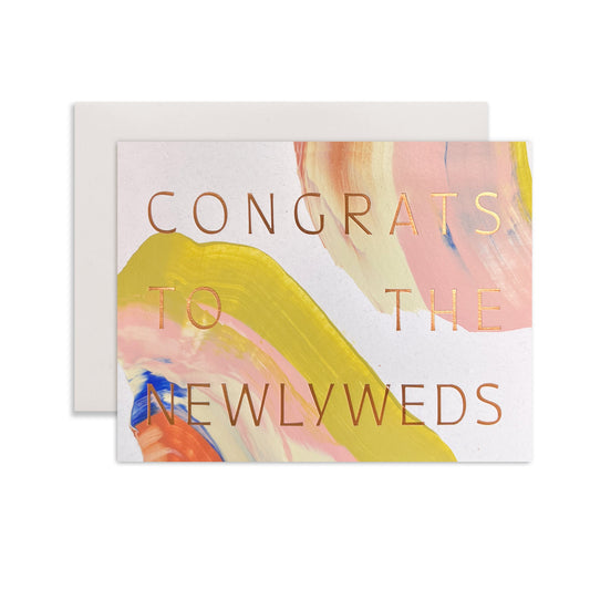 wedding congratulations card with pink swirl