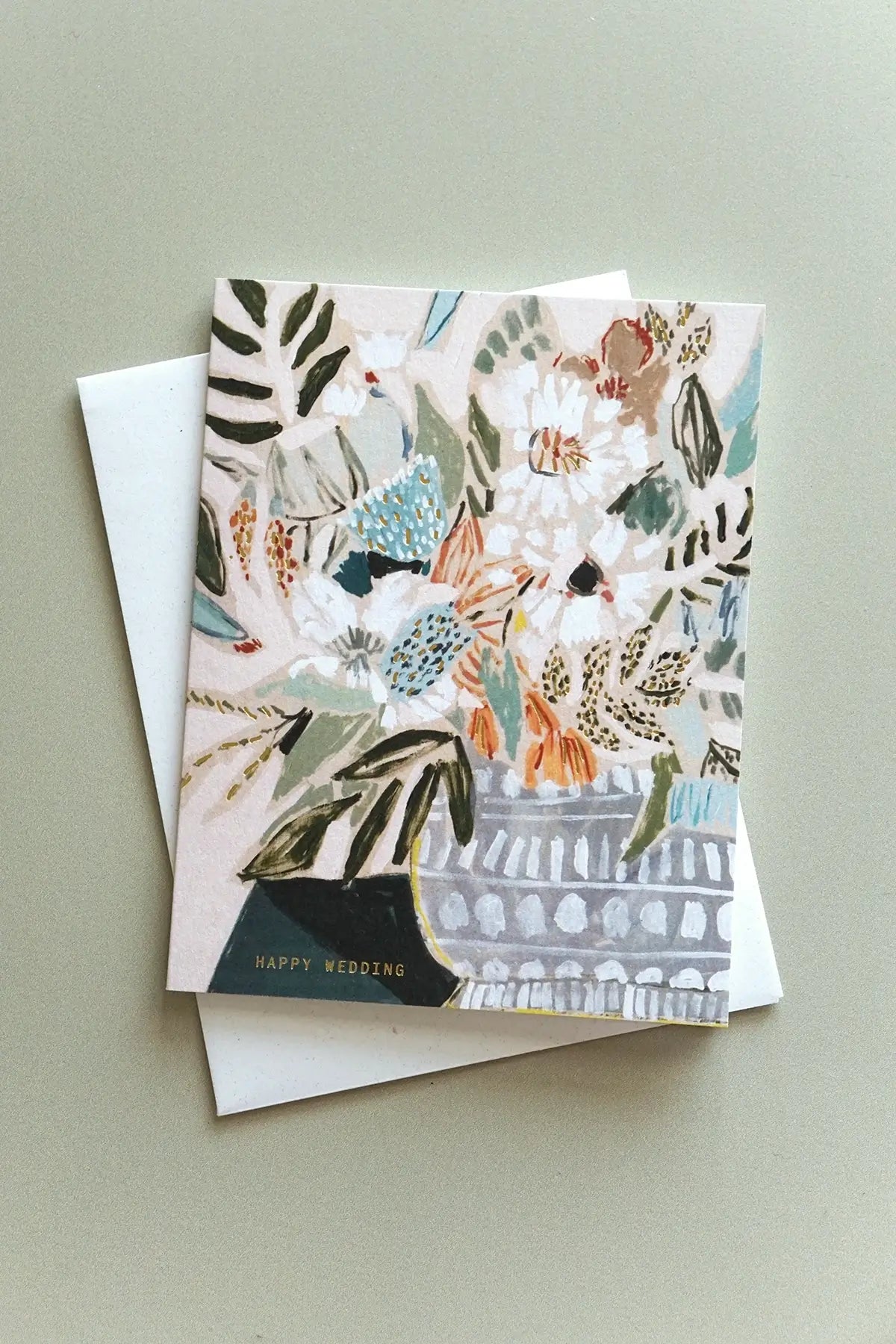 floral congrats wedding card with gold foil • shop wallflower greeting cards