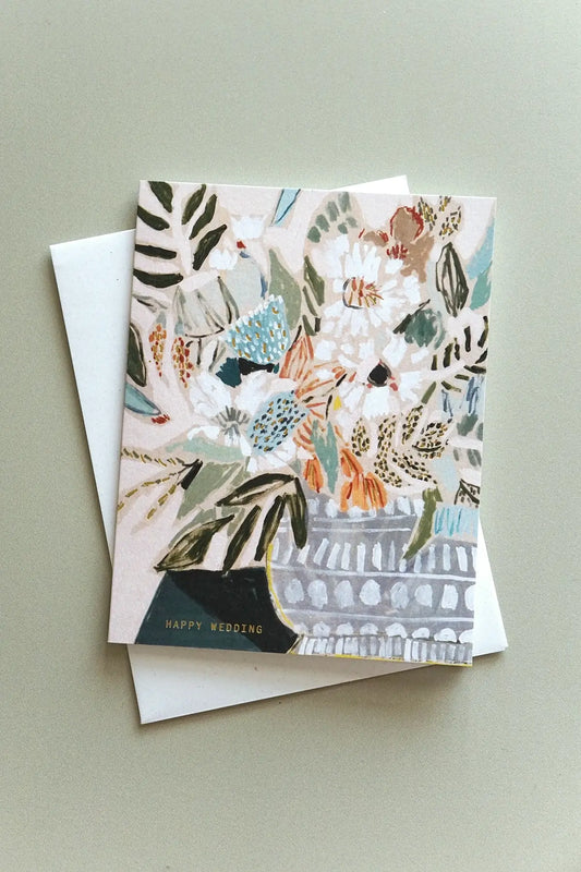 floral congrats wedding card with gold foil • shop wallflower greeting cards