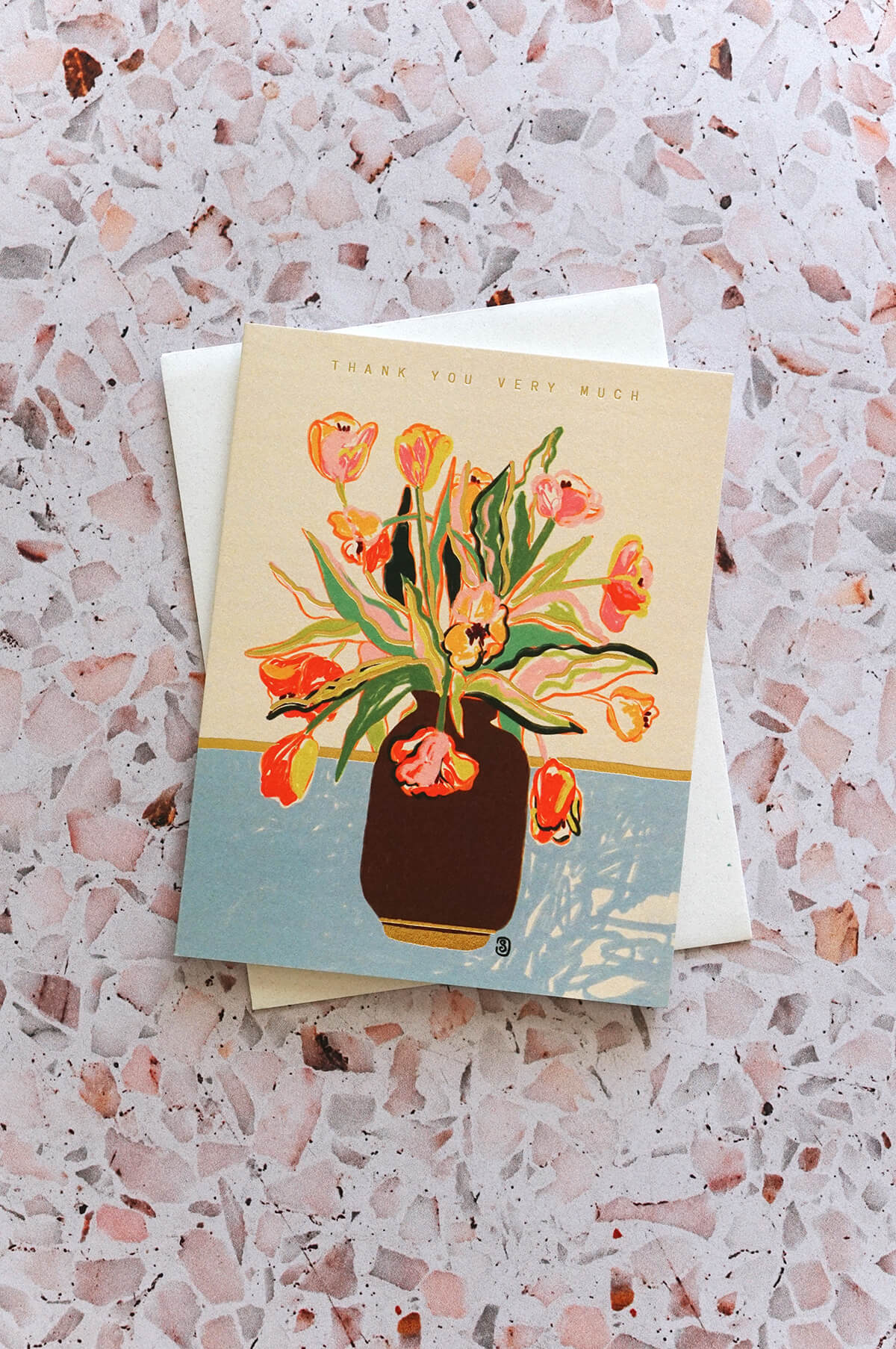 handpainted floral thank you card - wallflower stationery shop