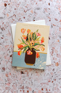 handpainted floral thank you card - wallflower stationery shop