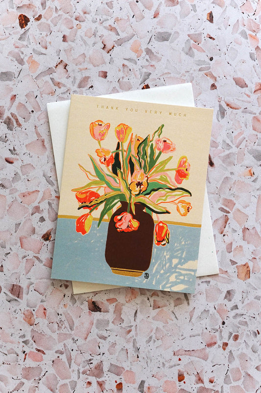 handpainted floral thank you card - wallflower stationery shop