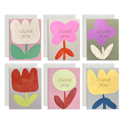 handpainted floral thank you card blank inside by moglea - shop cute greeting cards on wallflower