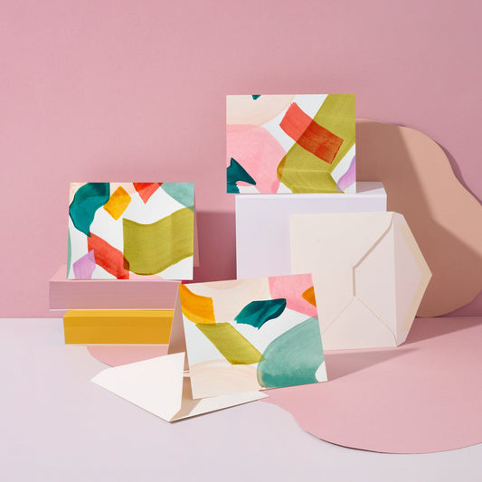 Moglea Calypso Stationery Set of 6 Colorful Handpainted Note Cards