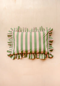 Set of 2 Pink & Green Striped Pillowcases