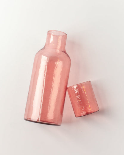 pink glass carafe & cup