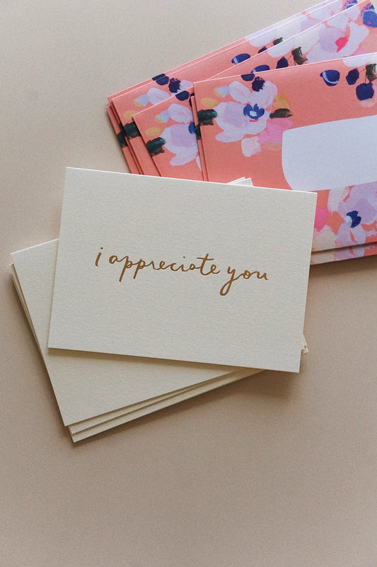 floral thank you cards with gold foil blank inside