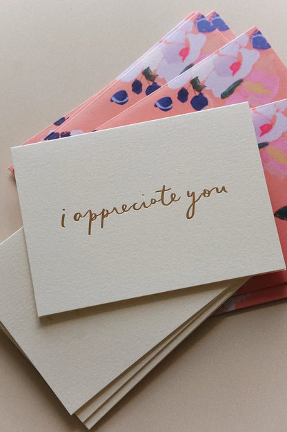 floral thank you cards with gold foil blank inside