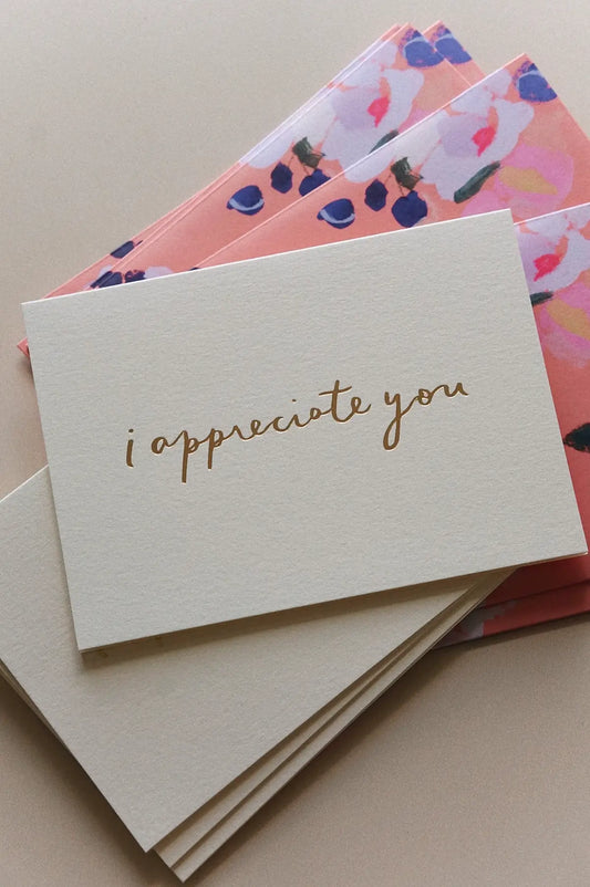 floral thank you cards with gold foil blank inside