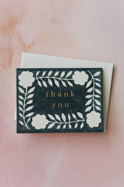 floral mini thank you blank greeting card
