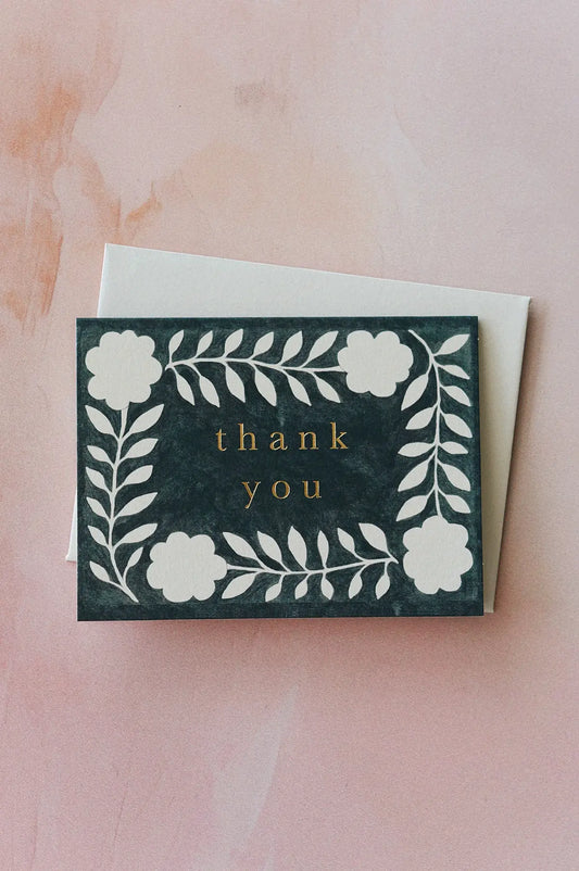 floral mini thank you blank greeting card