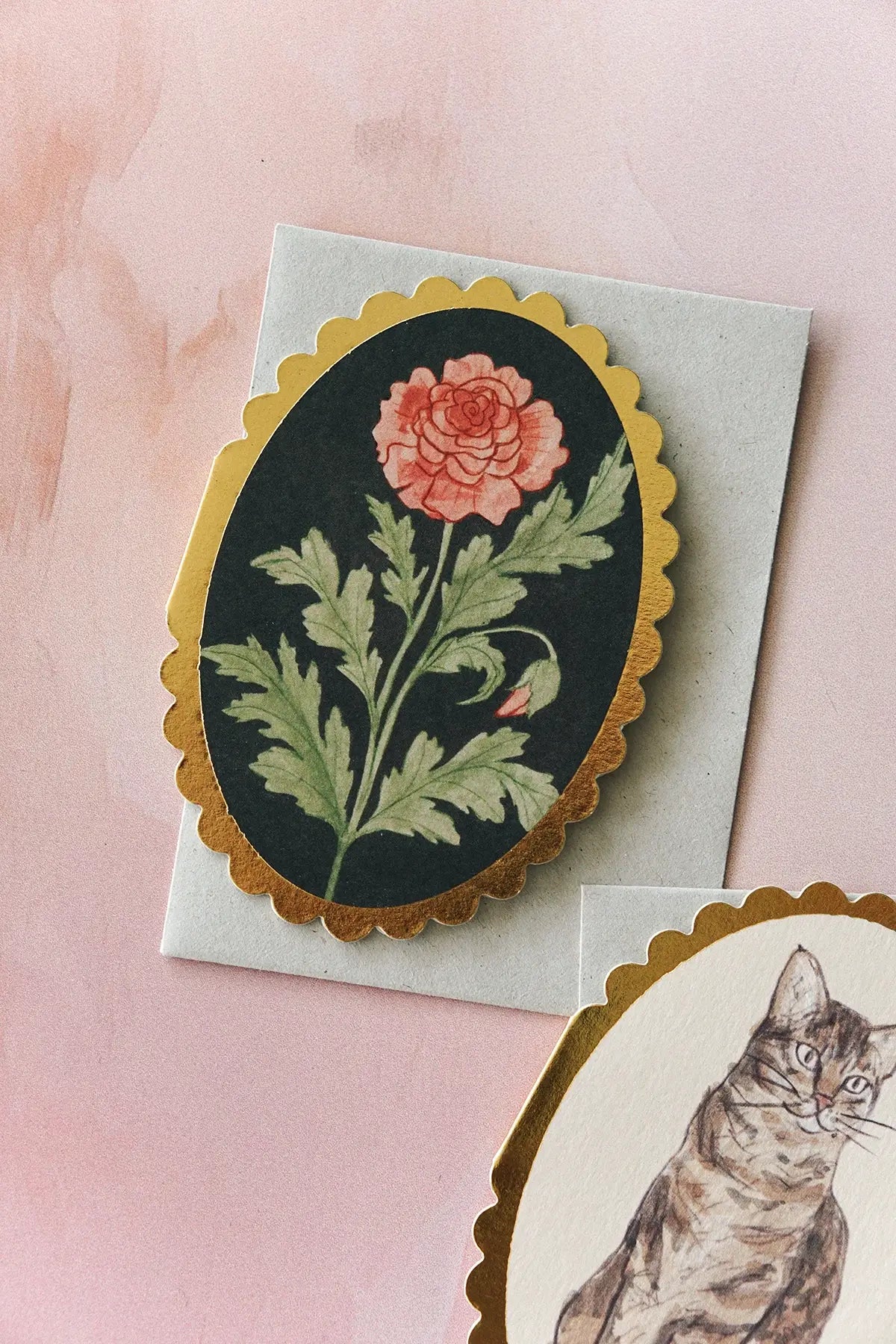 pretty gold foil floral mini greeting card