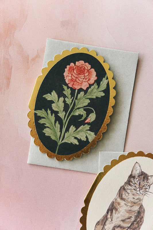 pretty gold foil floral mini greeting card