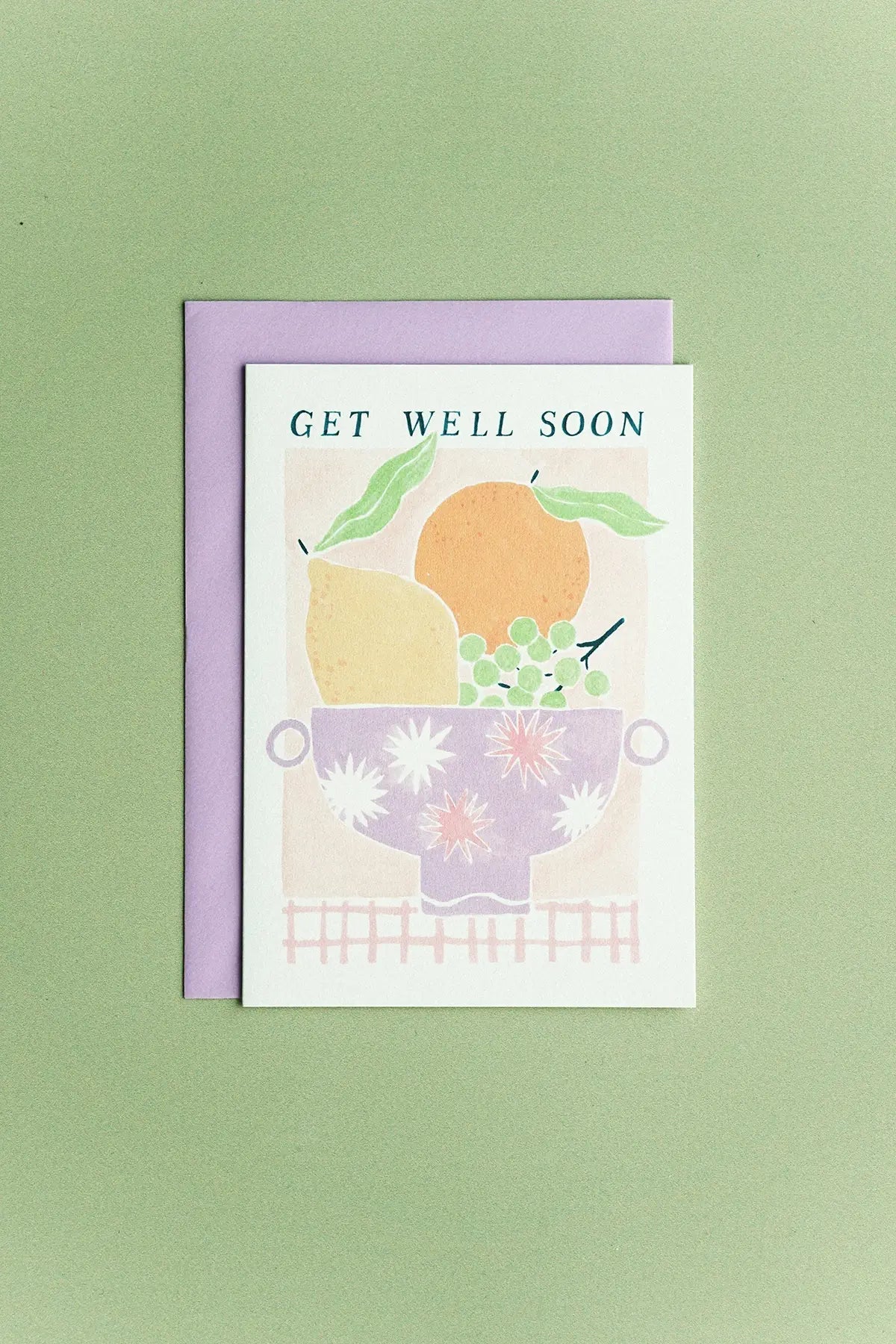 get will soon card with fruit illustration