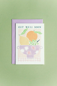 get will soon card with fruit illustration