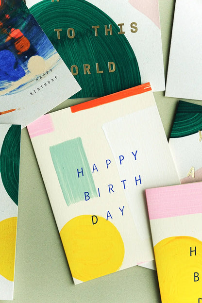 colorful moglea abstract happy birthday card
