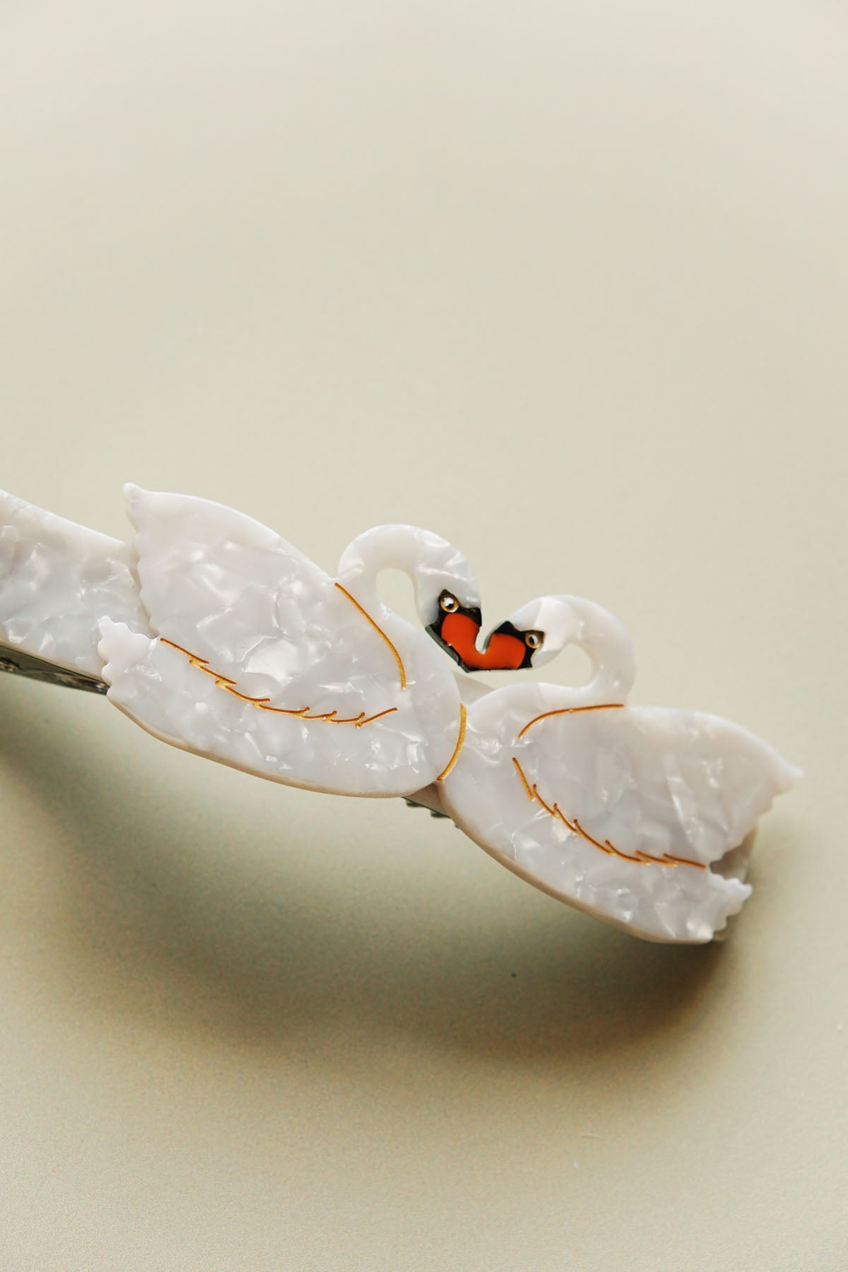 Handpainted swan hair clip barrette - shop small gifts on wallflower