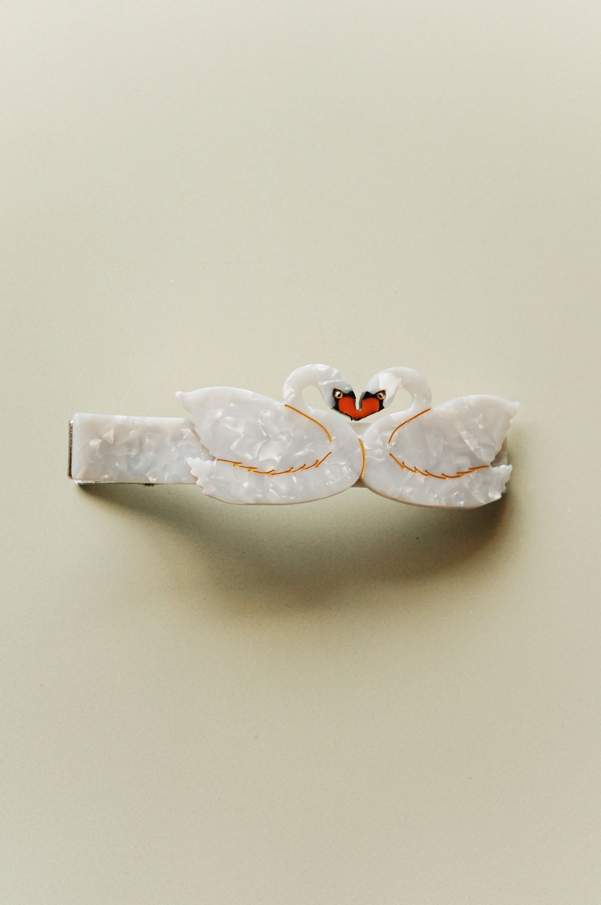 Handpainted swan hair clip barrette - shop small gifts on wallflower