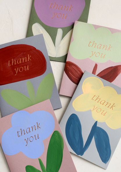 handpainted floral thank you card blank inside by moglea - shop cute greeting cards on wallflower