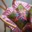 sophie williamson design green and pink ruffle pillow maximalist decor