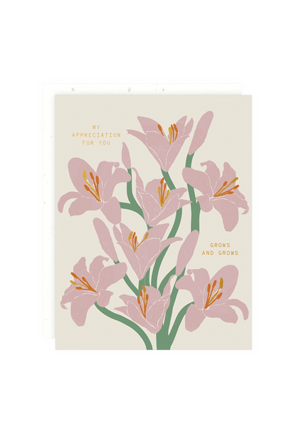 pink floral appreciation card