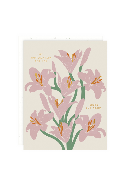 pink floral appreciation card
