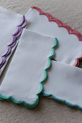 Colorful Linen Scalloped Napkins Set of Four • Barbie Aesthetic