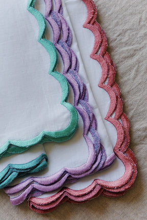 Colorful Linen Scalloped Napkins Set of Four • Barbie Aesthetic