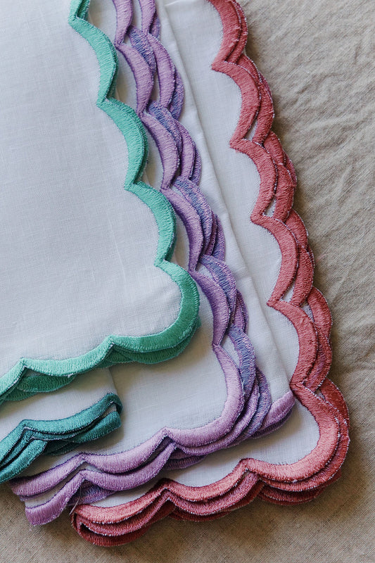 Colorful Linen Scalloped Napkins Set of Four • Barbie Aesthetic