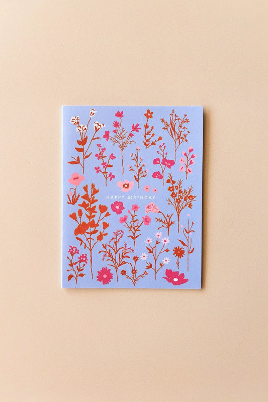 pink and lilac floral birthday card blank inside