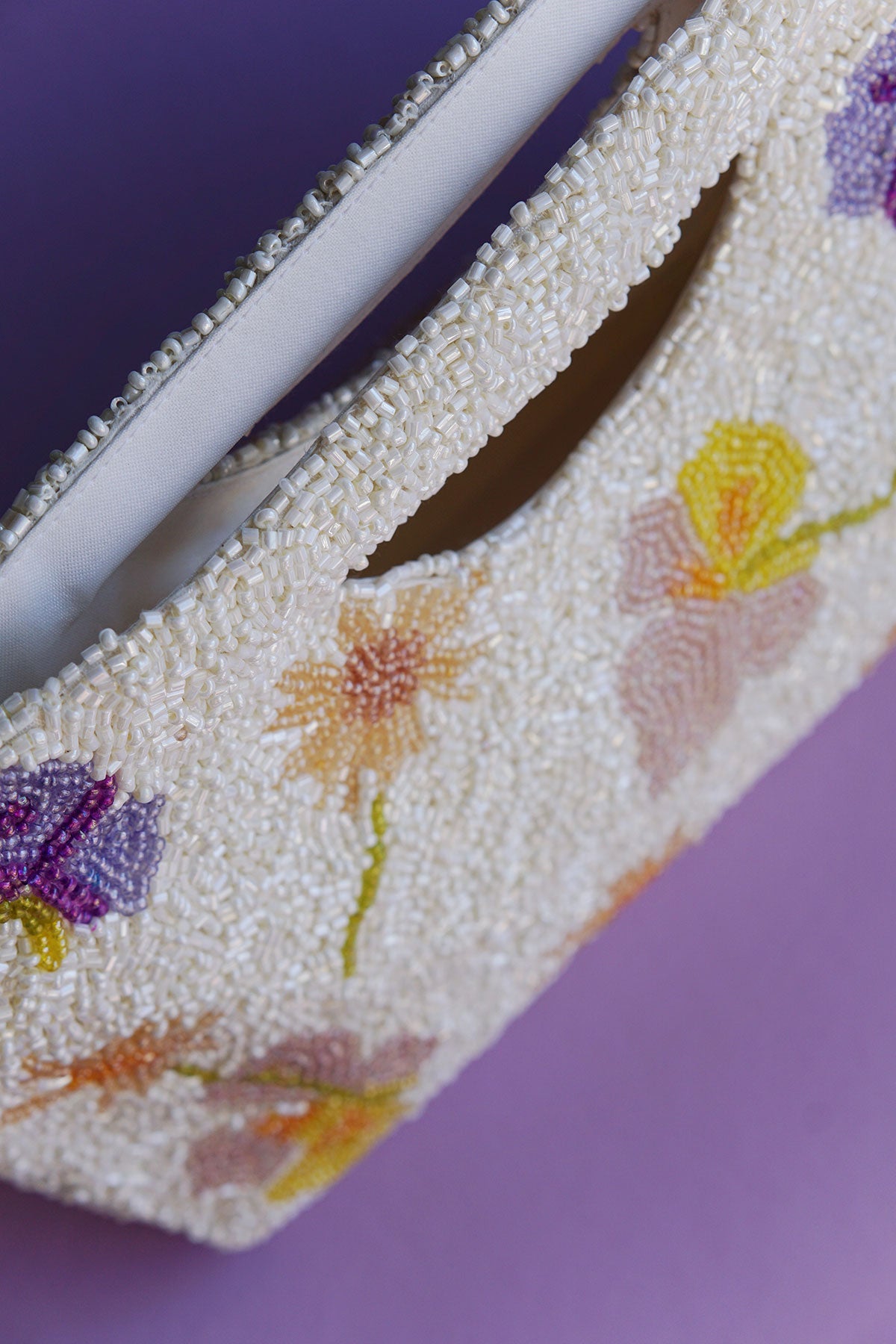 dried floral beaded clutch bag 100% handmade