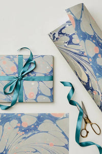 blue marble cute wrapping paper by wanderlust paper co