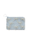 pearl coquette beaded bow zip pouch blue