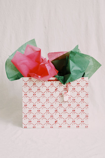 large christmas gift bags handpainted with bows ✿ shop wallflower

