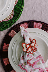 handmade red bow napkin rings