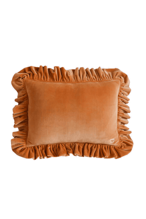 Soft Velvet Ruffle Pillow in Caramel
