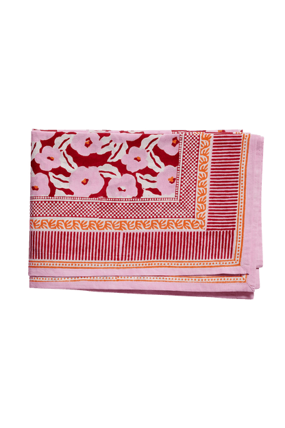 pink and red floral table cloth - shop block print tablecloths at wallflower