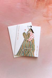 green coat art print greeting card ✿ wallflower shop