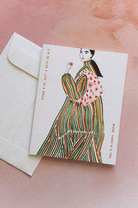 green coat art print greeting card ✿ wallflower shop