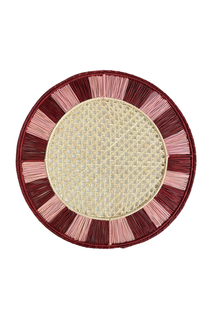 pink and burgundy cane round placemat