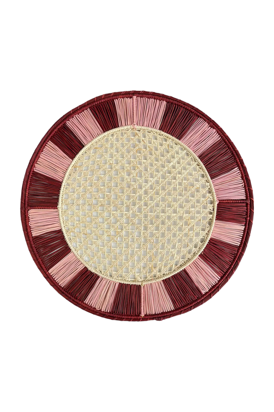 pink and burgundy cane round placemat