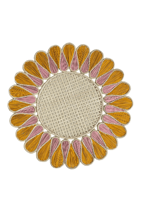 flower marigold and pink cane placemats