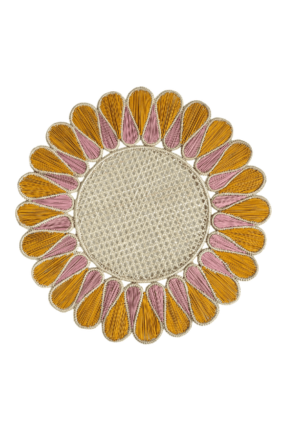 flower marigold and pink cane placemats