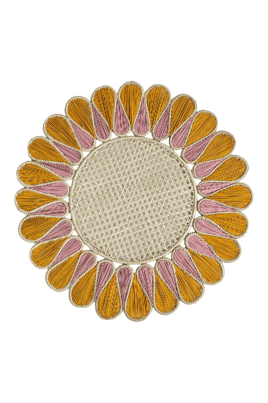 flower marigold and pink cane placemats