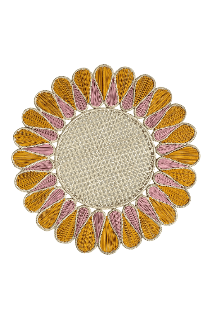 flower marigold and pink cane placemats