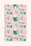 cozy pastel christmas gift tags with hot cocoa illustration